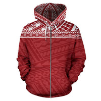 Poly All Over Zip up Hoodie Polynesian Red Version - Polynesian Pride