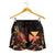 Wallis And Futuna Polynesian Women's Shorts - Turtle With Blooming Hibiscus Gold - Polynesian Pride