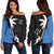 Kosrae Coconut Tree Off Shoulder Sweater K4 Black - Polynesian Pride