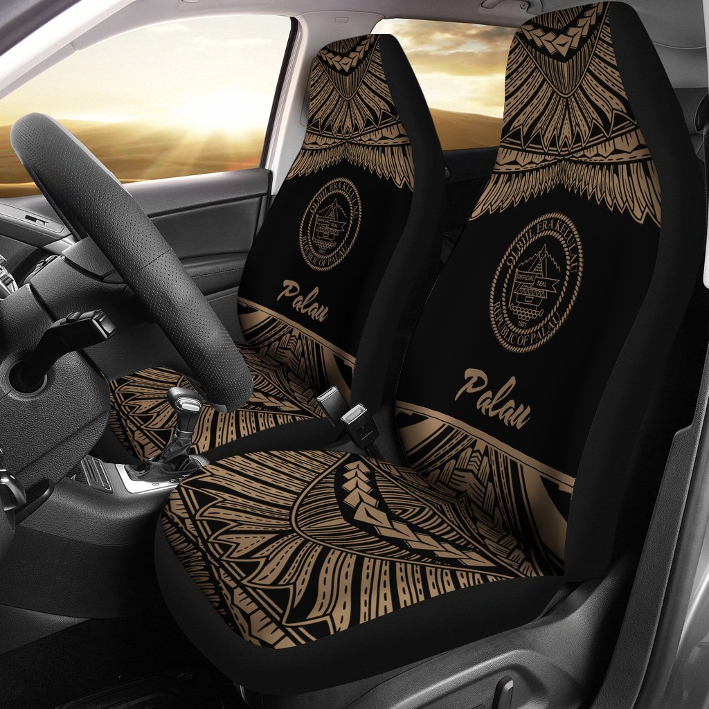 Palau Polynesian Car Seat Covers - Pride Gold Version Universal Fit Gold - Polynesian Pride