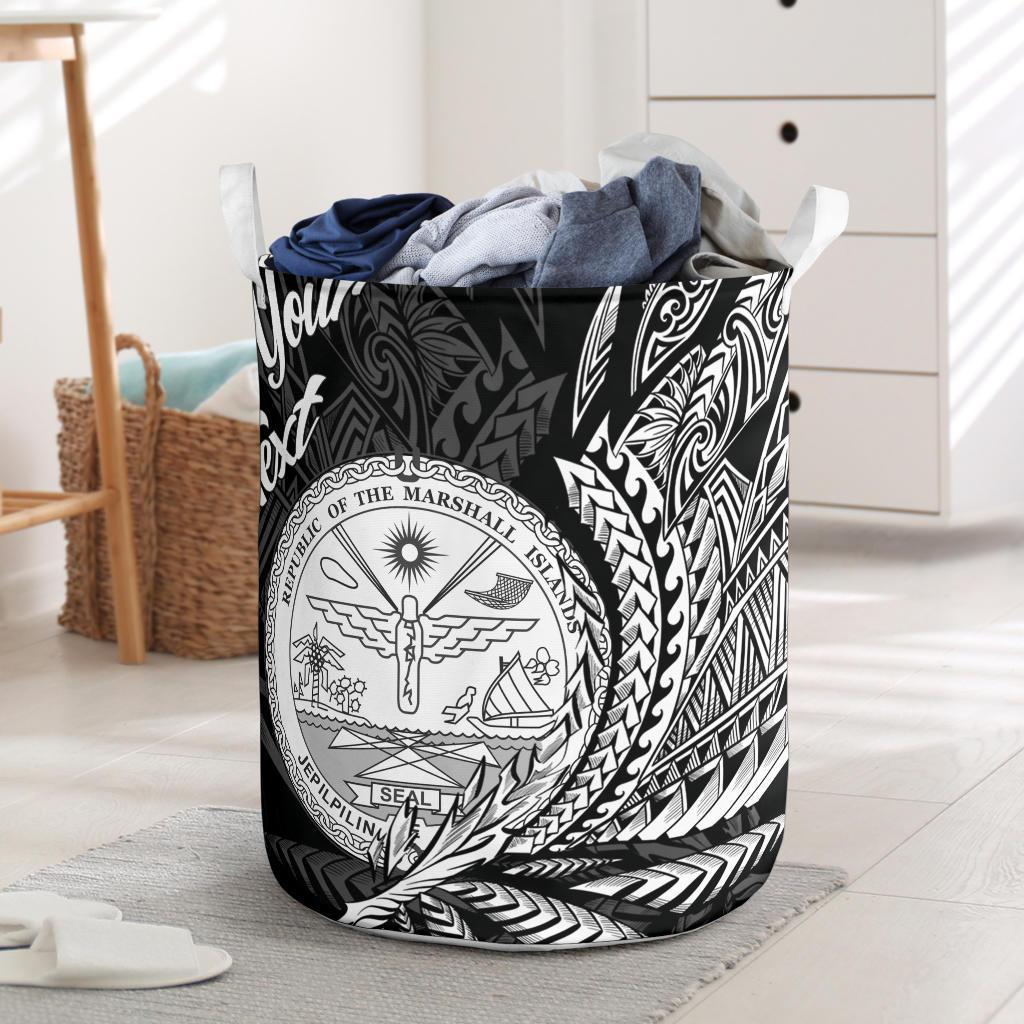 Marshall Islands Laundry Basket - Custom Personalised Wings Style Laundry Basket - Marshall Islands One Size Black - Polynesian Pride