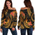 Pohnpei Micronesian Women Off Shoulder Sweater - Gold Plumeria Gold - Polynesian Pride