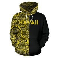 Hawaii Kanaka Polynesian Zip up Hoodie The Half Yellow - Polynesian Pride