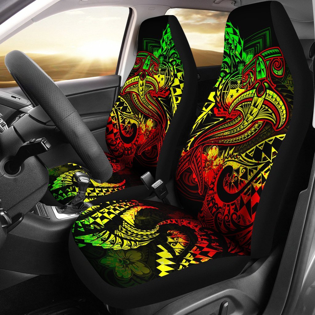 Samoa Car Seat Covers - Reggae Shark Polynesian Tattoo Universal Fit Reggae - Polynesian Pride