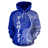 Tahiti Polynesian Hoodie Coconut Tree Blue - Polynesian Pride