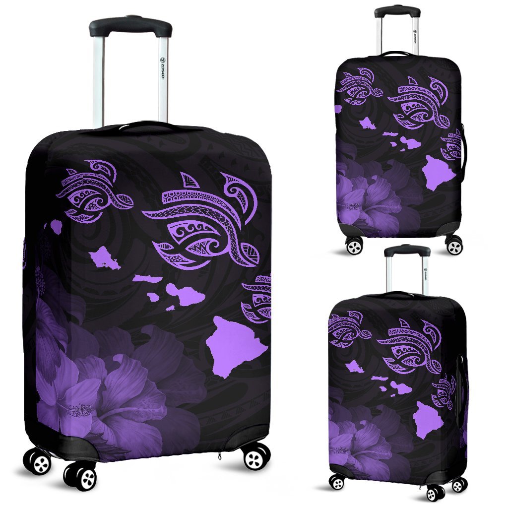 Hawaii Hibiscus Map Polynesian Ancient Violet Turtle Luggage Covers Violet - Polynesian Pride