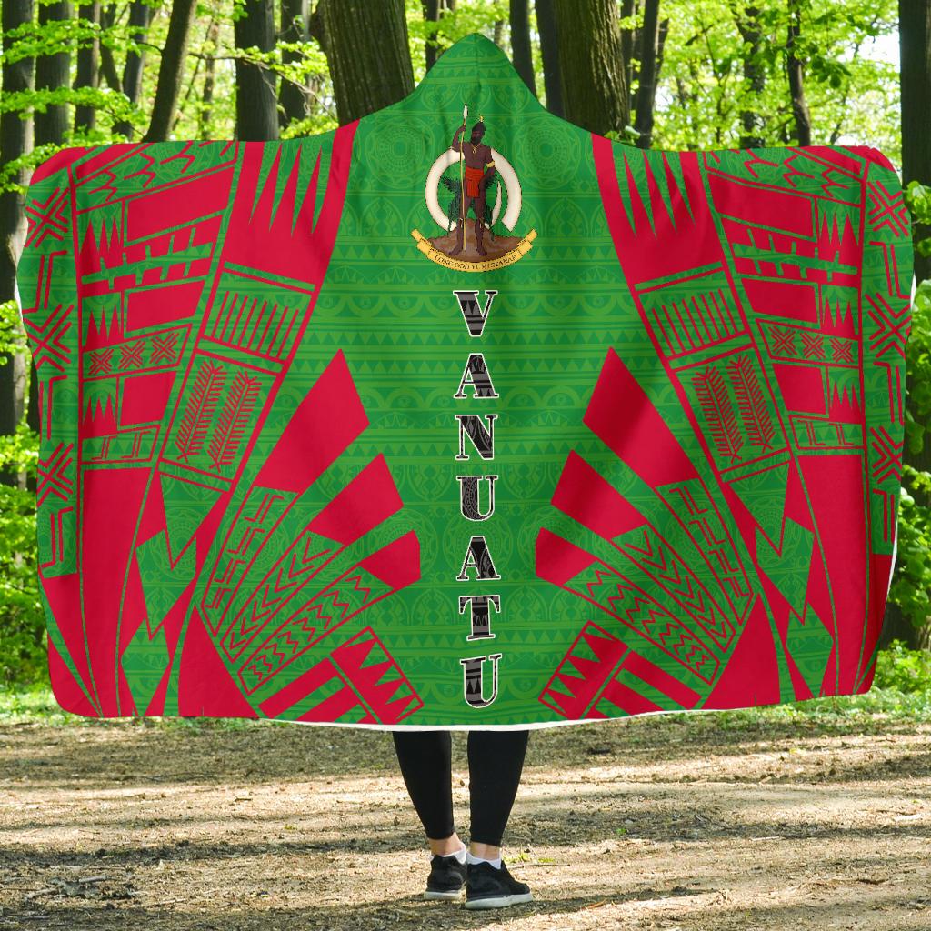 Vanuatu Hooded Blanket - Polynesian Tattoo Flag Hooded Blanket White - Polynesian Pride