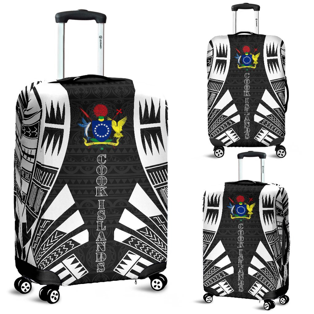 Cook Islands Luggage Cover - Polynesian Tattoo Black Black - Polynesian Pride