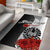 Tahiti Polynesian Custom Personalised Are Rug - Coat Of Arm With Hibiscus White Black - Polynesian Pride