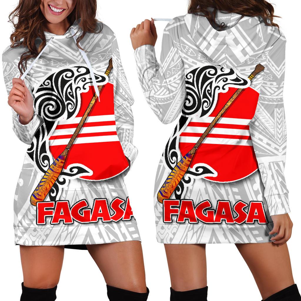 American Samoa Polynesian Hoodie Dress - Fagasa White - Polynesian Pride