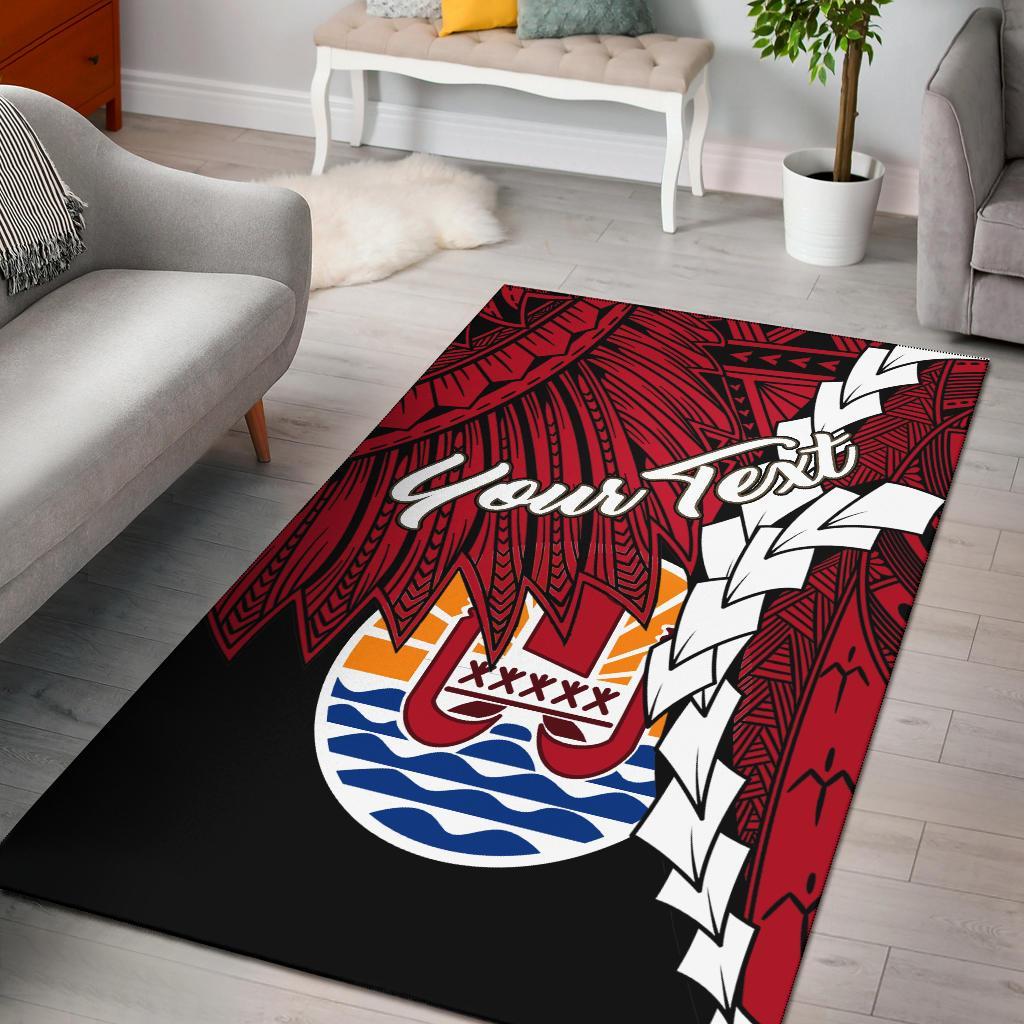 Tahiti Polynesian Custom Personalised Are Rug - Tribal Wave Tattoo Flag Style Black - Polynesian Pride