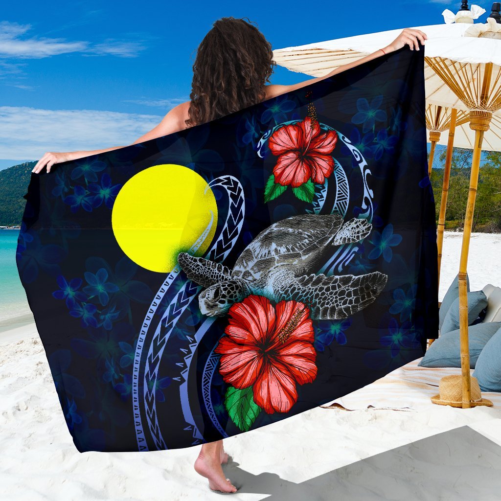 Palau Polynesian Sarong - Blue Turtle Hibiscus One Style One Size Blue - Polynesian Pride