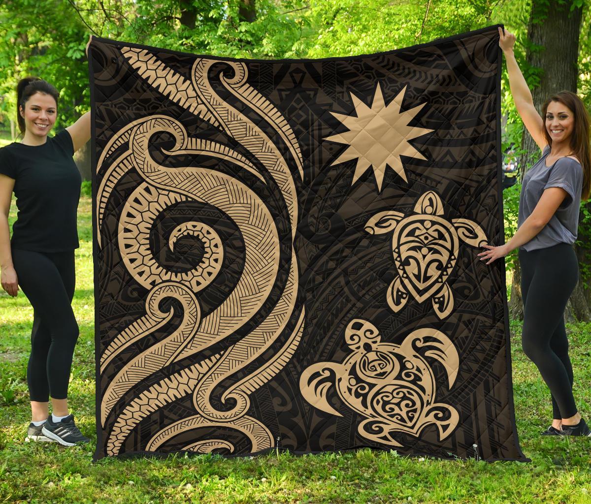 Nauru Premium Quilt - Gold Tentacle Turtle Gold - Polynesian Pride