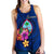 Guam Polynesian Women's Racerback Tank - Floral With Seal Blue - Polynesian Pride