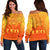 Sun In Leo Zodiac Women Off Shoulder Sweater Polynesian Tattoo Simple - Orange Orange - Polynesian Pride