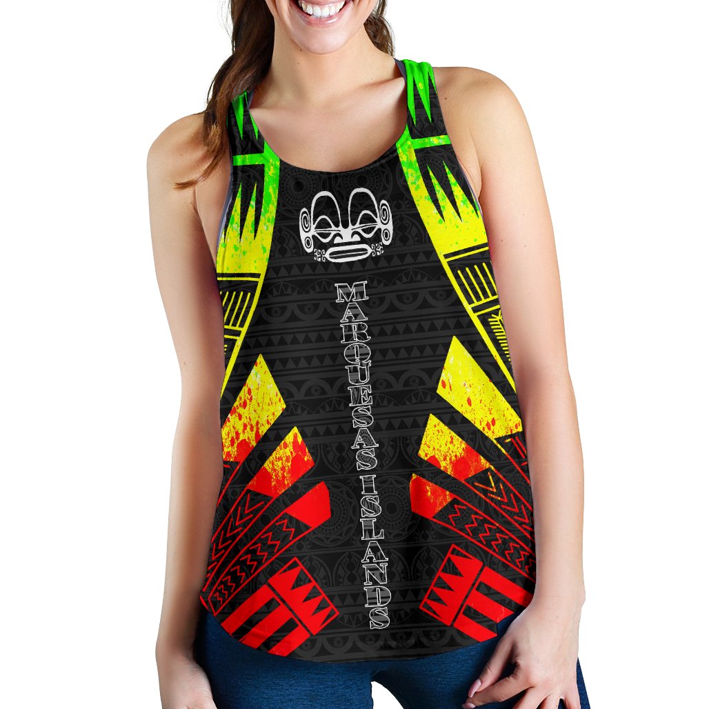 Marquesas Islands Women Racerback Tank - Polynesian Tattoo Reggae Art - Polynesian Pride