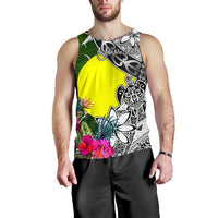 Palau Custom Personalised Men's Tank Top White - Turtle Plumeria Banana Leaf - Polynesian Pride