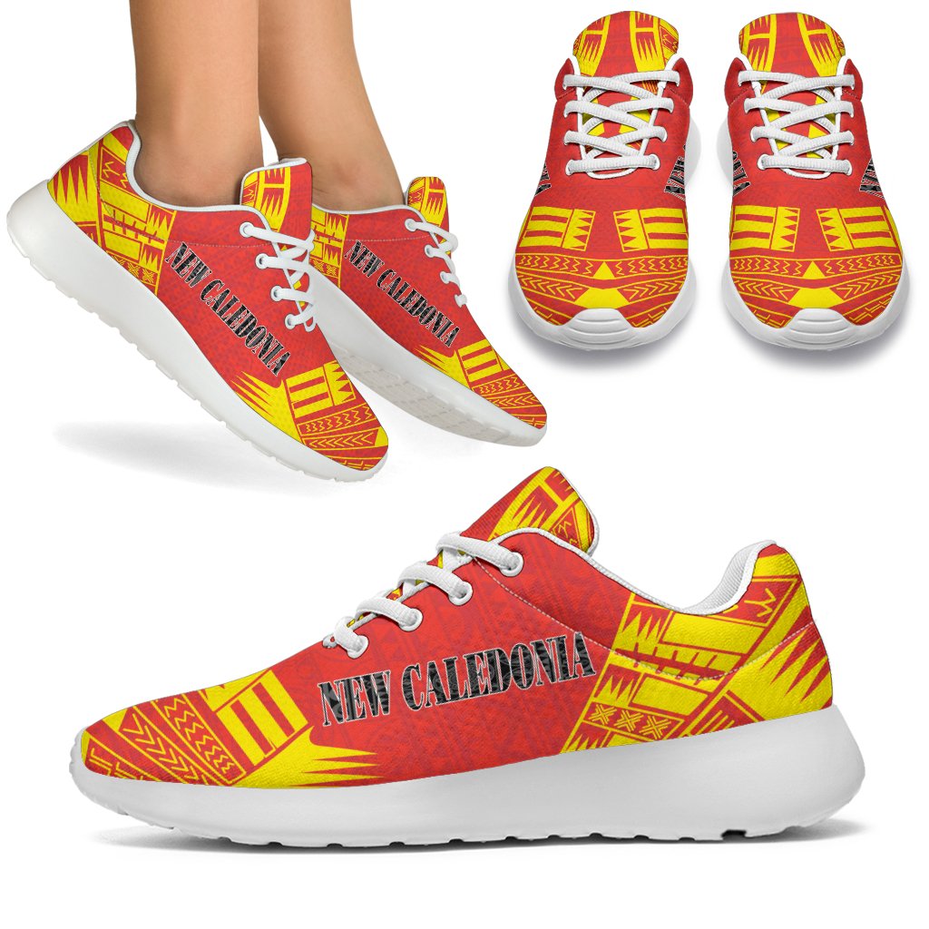 New Caledonia Sport Sneakers - Polynesian Tattoo Flag White - Polynesian Pride