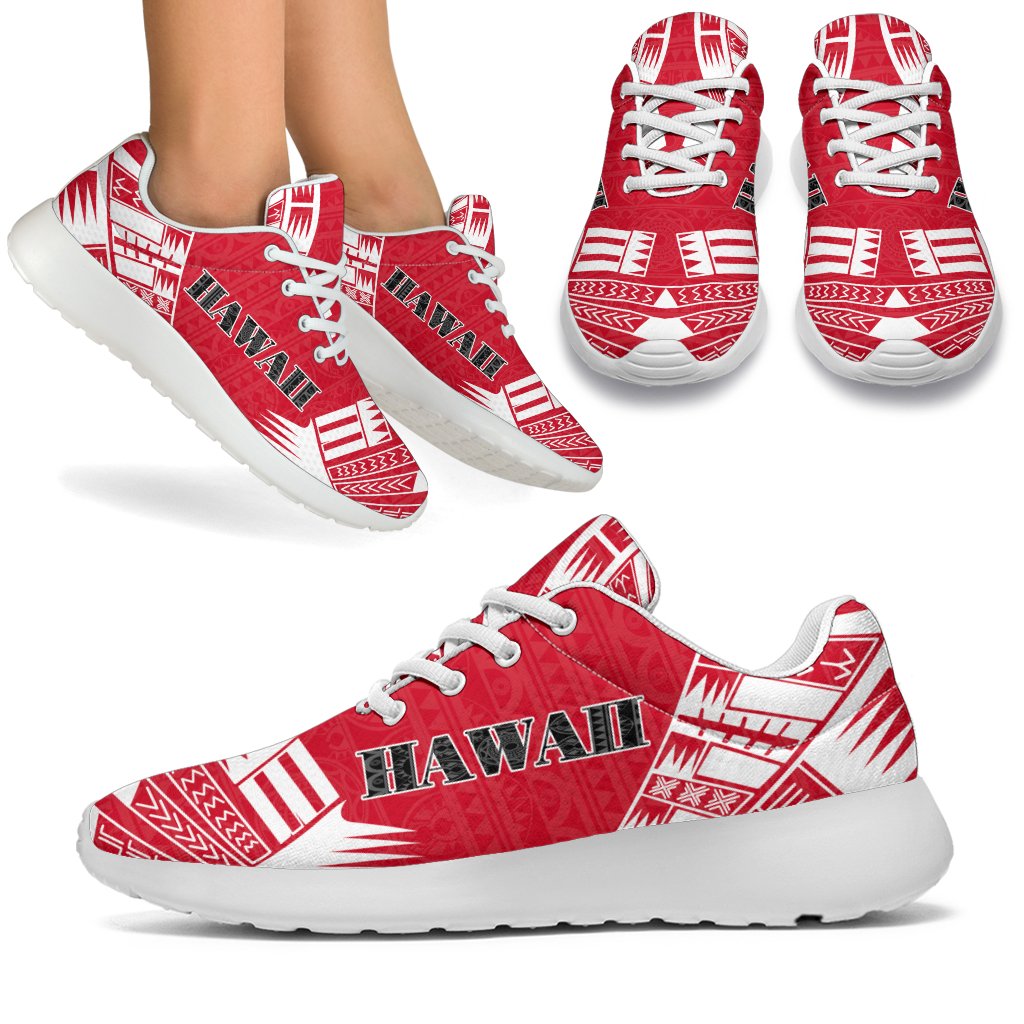 Hawaii Sport Sneakers - Polynesian Tattoo Flag White - Polynesian Pride