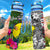 New Caledonia Custom Personalised Hydro Tracking Bottle - Turtle Plumeria Banana Leaf Hydro Tracking Bottle 32oz Large Black - Polynesian Pride