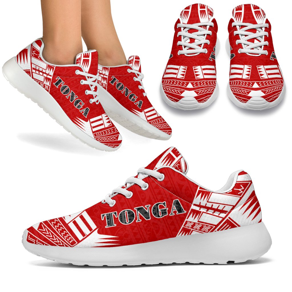 Tonga Sport Sneakers - Polynesian Tattoo Flag White - Polynesian Pride