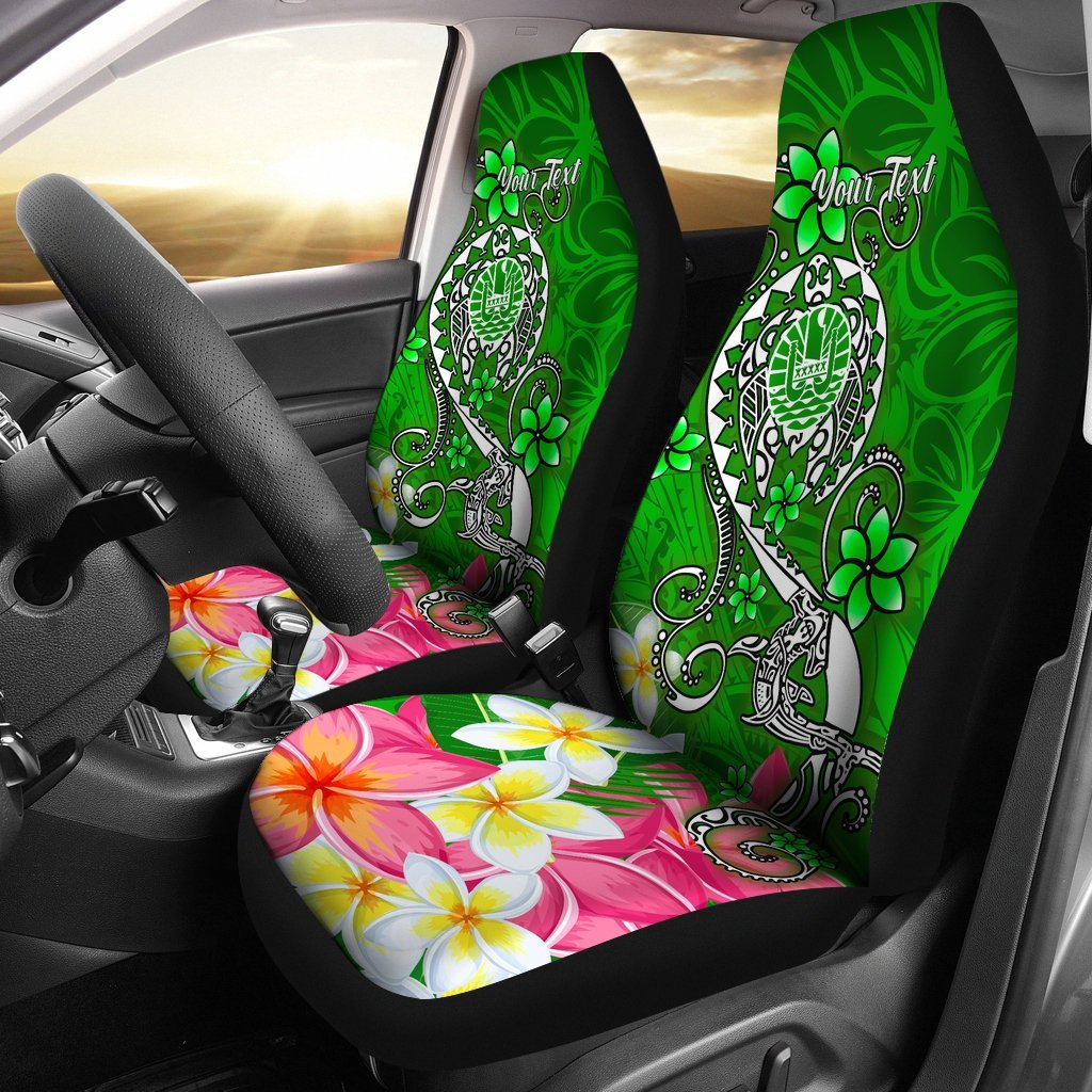 Tahiti Custom Personalised Car Seat Covers - Turtle Plumeria (Green) Universal Fit Green - Polynesian Pride