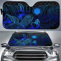 Northern Mariana Islands Auto Sun Shades Turtle Hibiscus Blue Auto Sun Shade Universal Fit Blue - Polynesian Pride