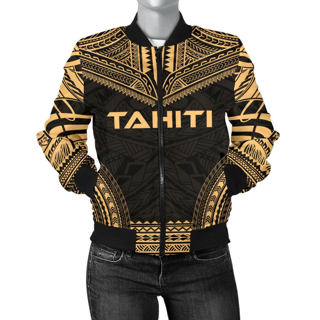 Tahiti Polynesian Chief Women'S Bomber Jacket - Gold Version Gold - Polynesian Pride