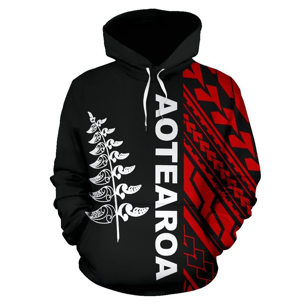 New Zealand Maori Aotearoa All Over Print Hoodie Unisex Black - Polynesian Pride