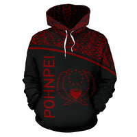 Pohnpei All Over Hoodie Micronesia Curve Red Style - Polynesian Pride