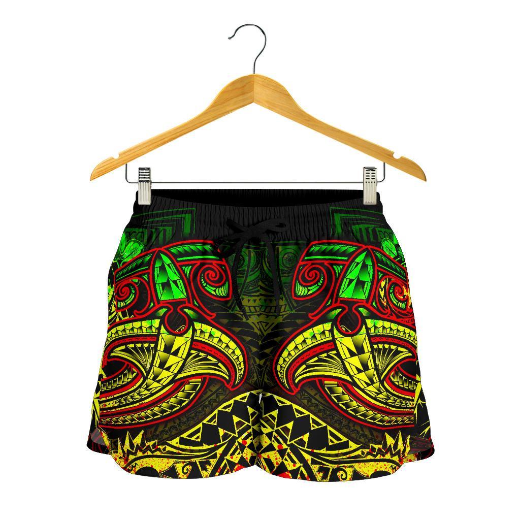Samoa Women's Shorts - Reggae Shark Polynesian Tattoo - Polynesian Pride