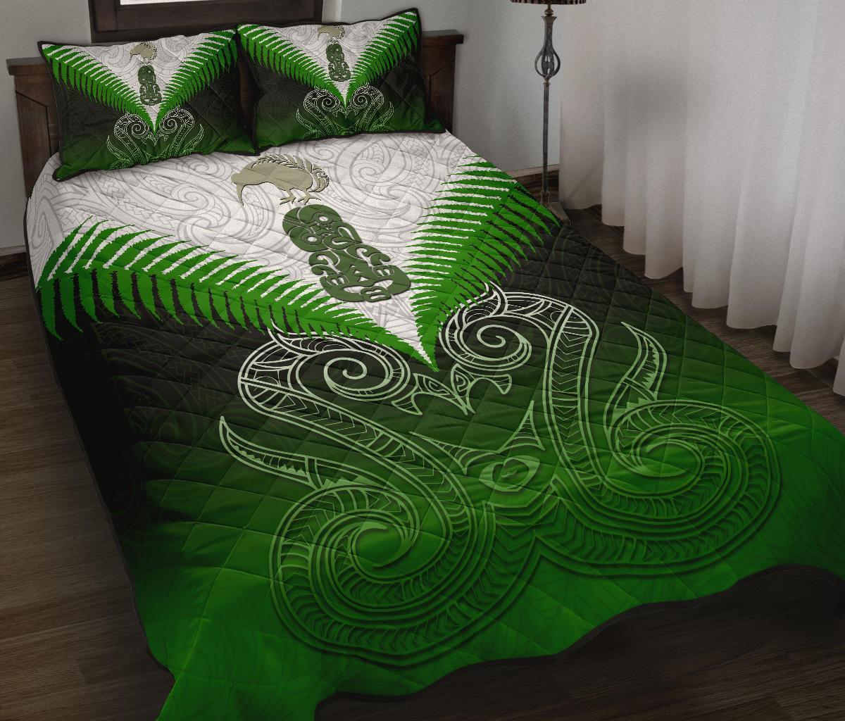 Quilt Bed Set Nz Maori Manaia Green Green - Polynesian Pride