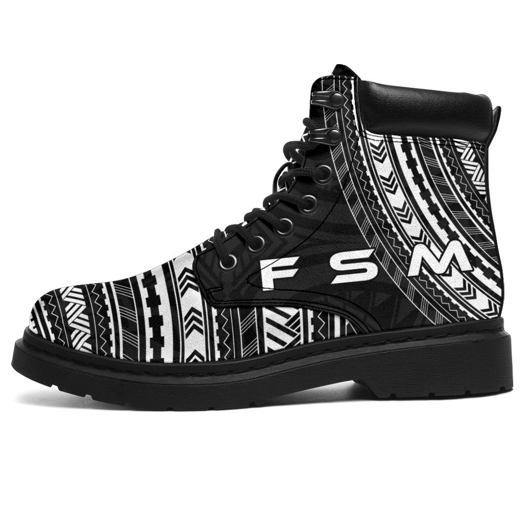 Federated States Of Micronesia Leather Boots - Polynesian Black Chief Version Black - Polynesian Pride