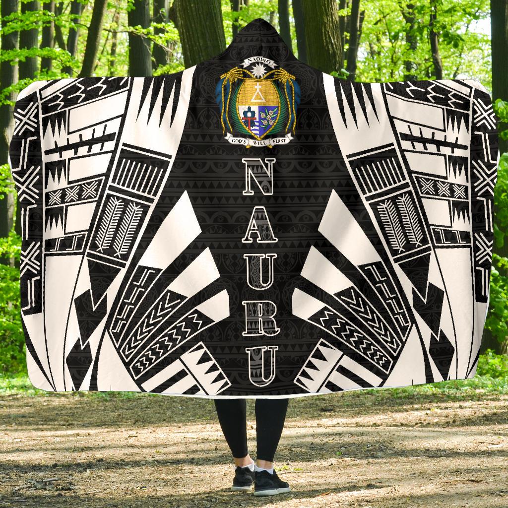 Nauru Hooded Blanket - Polynesian Tattoo Black Hooded Blanket Black - Polynesian Pride