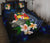 Tonga Polynesian Quilt Bed Set - Turtle With Plumeria Flowers Blue - Polynesian Pride