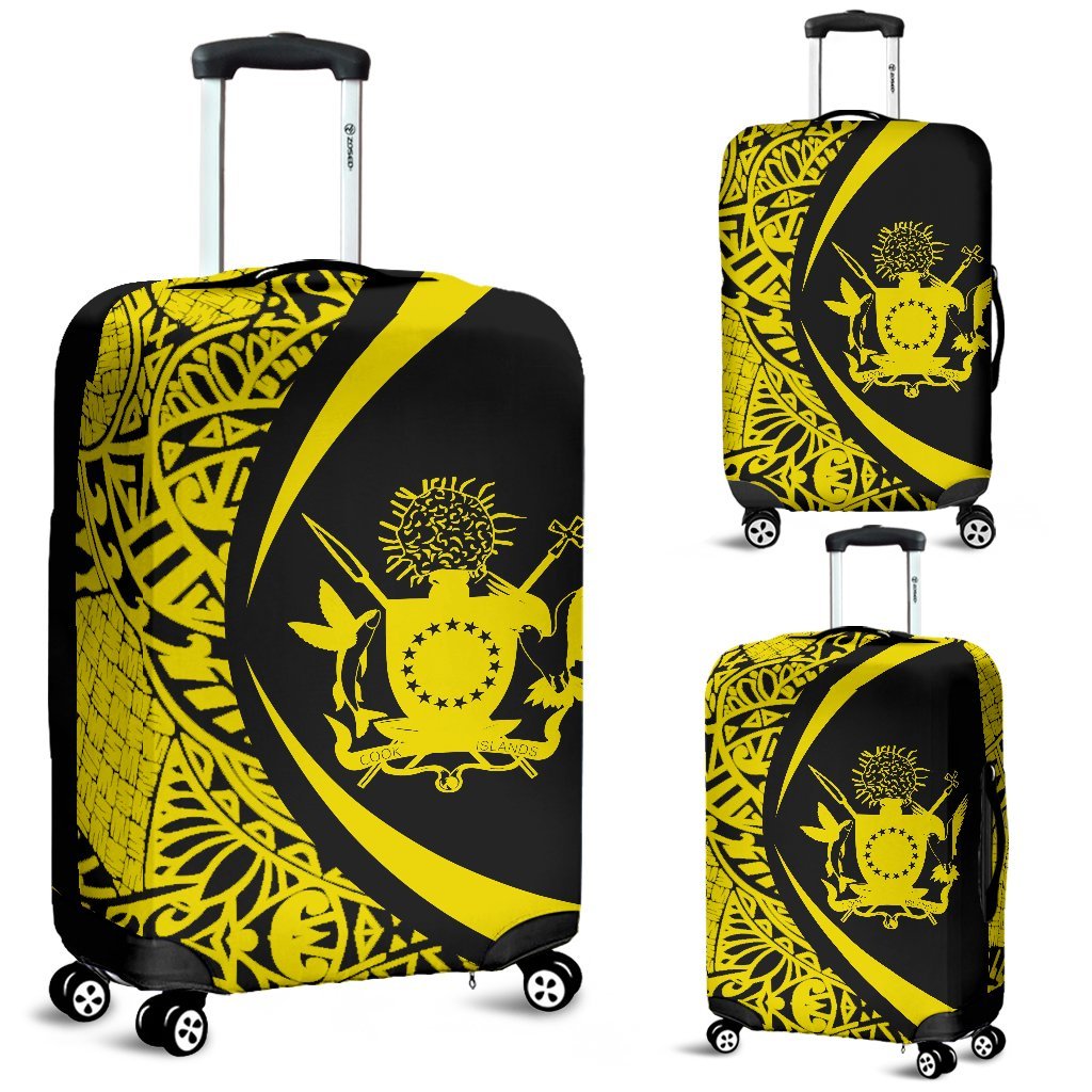 Cook Islands Polynesian Luggage Cover - Circle Style 05 White - Polynesian Pride