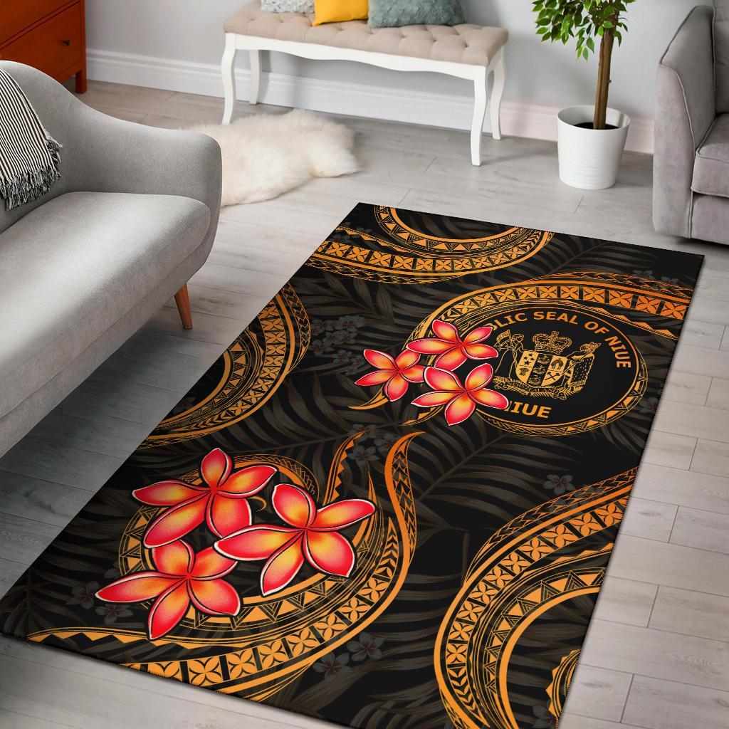 Niue Polynesian Area Rug - Gold Plumeria GOLD - Polynesian Pride