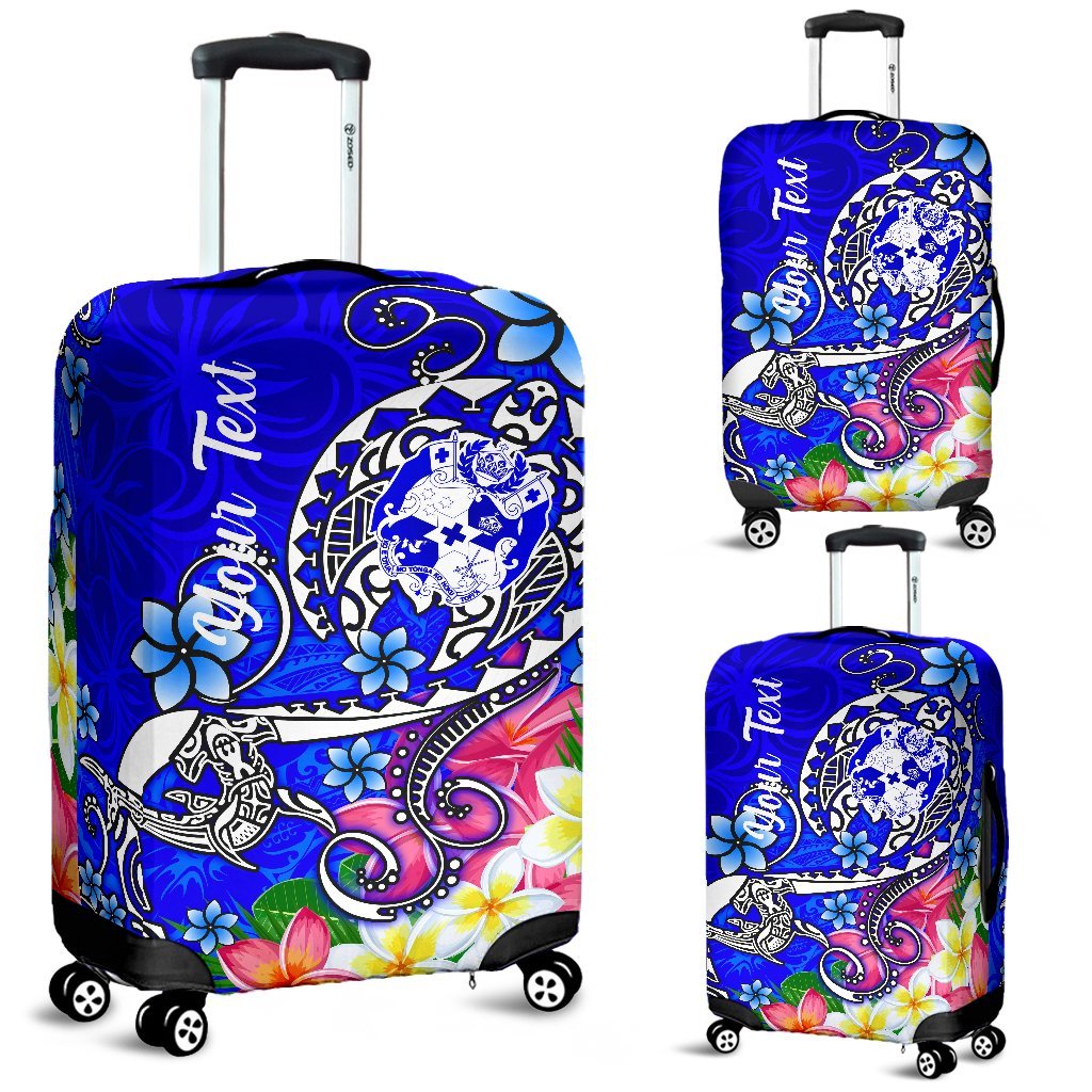 Tonga Custom Personalised Luggage Covers - Turtle Plumeria (Blue) - Polynesian Pride
