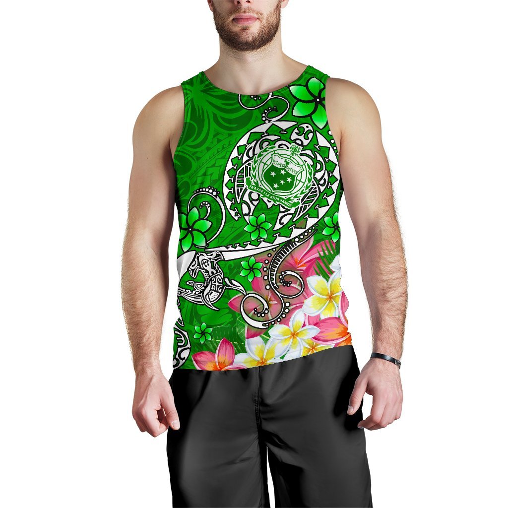 Samoa Men's Tank Top - Turtle Plumeria (Green) - Polynesian Pride