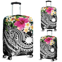 Nauru Polynesian Luggage Covers - Summer Plumeria (Black) - Polynesian Pride