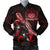 Samoa Polynesian Men's Bomber Jacket - Turtle With Blooming Hibiscus Red Red - Polynesian Pride