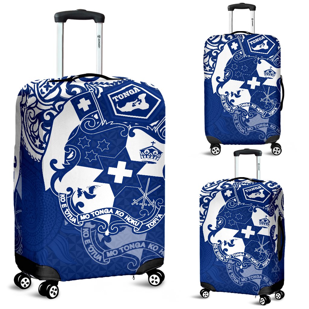Tonga Polynesian Luggage Cover - Tongan Pride (Bright Blue) - Polynesian Pride