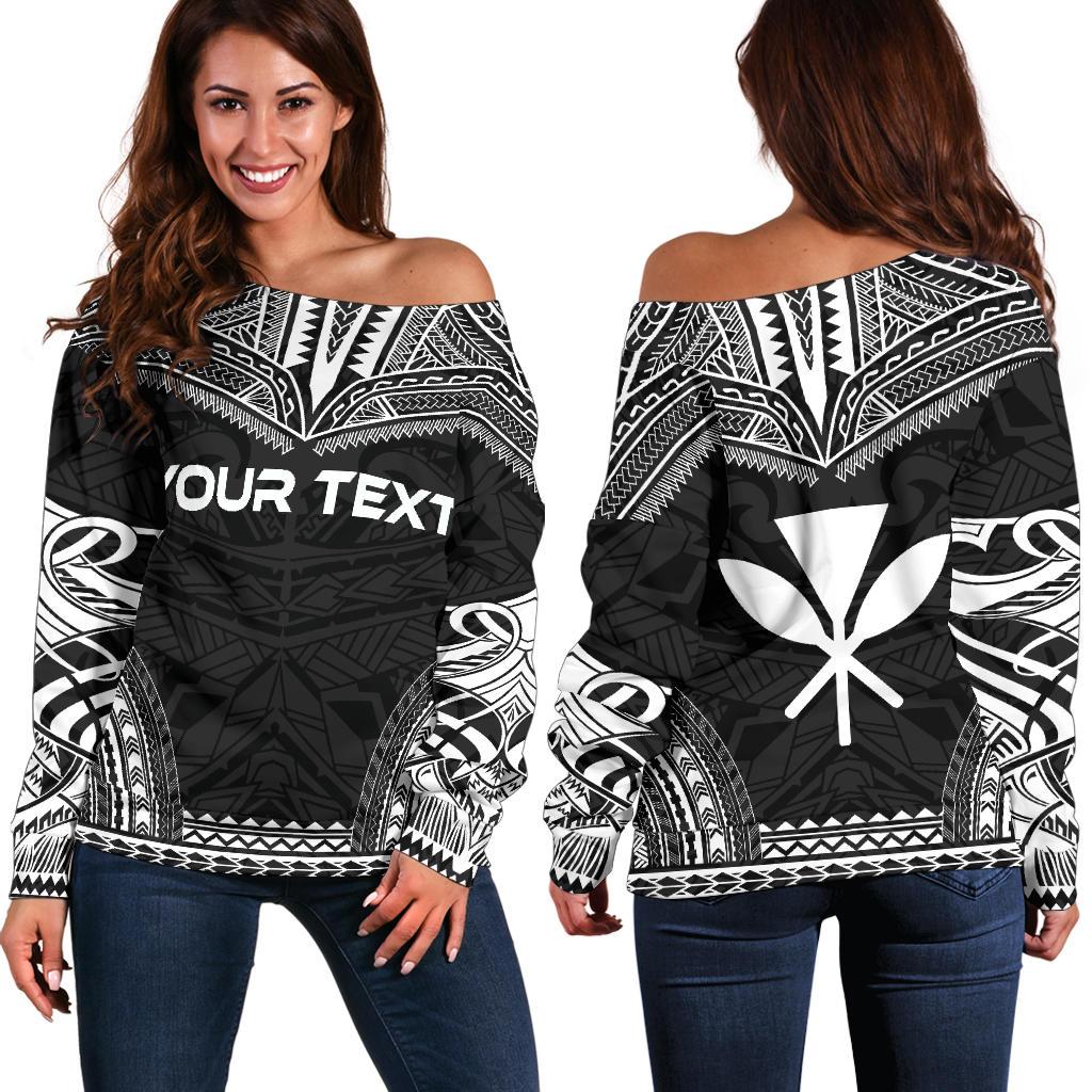 Kanaka Maoli Polynesian Chief Custom Personalised Women's Off Shoulder Sweater - Black Version Black - Polynesian Pride