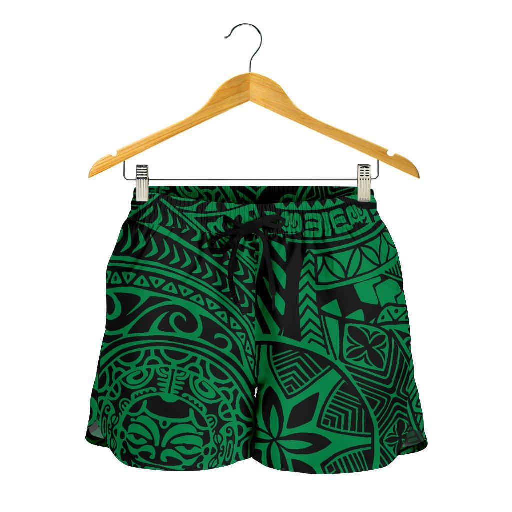 Polynesian Hawaiian Style Tribal Tattoo Green Women's Short - Polynesian Pride