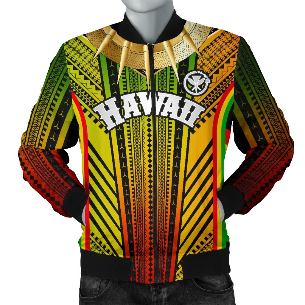 Hawaii Polynesian Men's Bomber Jacket - Tribal Ornamental Reggae - Polynesian Pride