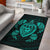 Hawaiian Map Turtle Ohana Hibiscus Kakau Polynesian Rug AH Rug Turquoise - Polynesian Pride