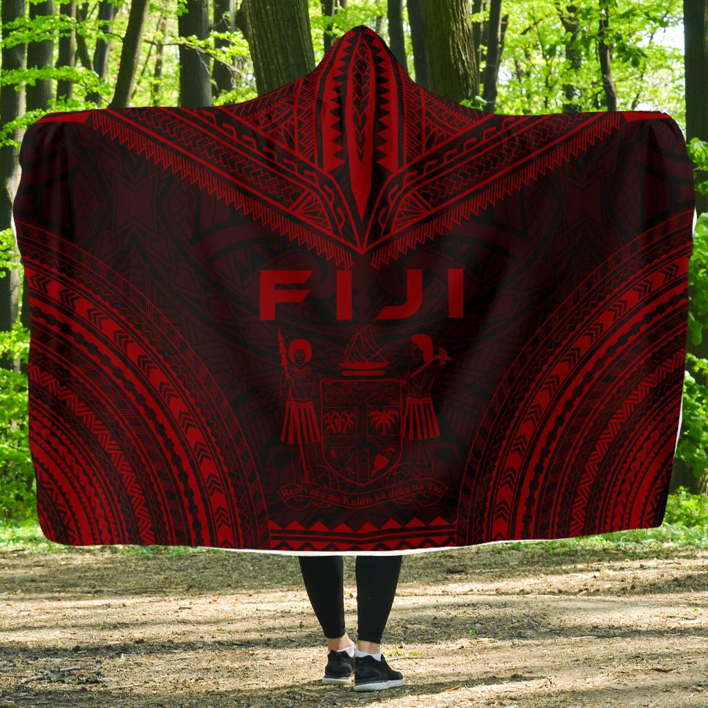 Fiji Polynesian Chief Hooded Blanket - Red Version Hooded Blanket Red - Polynesian Pride