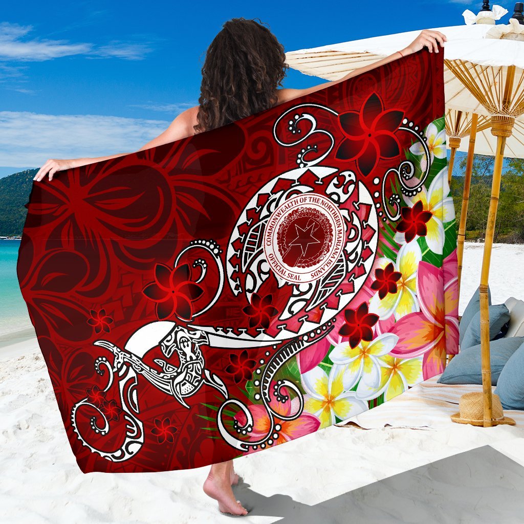 CNMI Sarong - Turtle Plumeria (Red) Sarong - CNMI Sarong - Turtle Plumeria (Red) - BN18 - Polynesian Pride