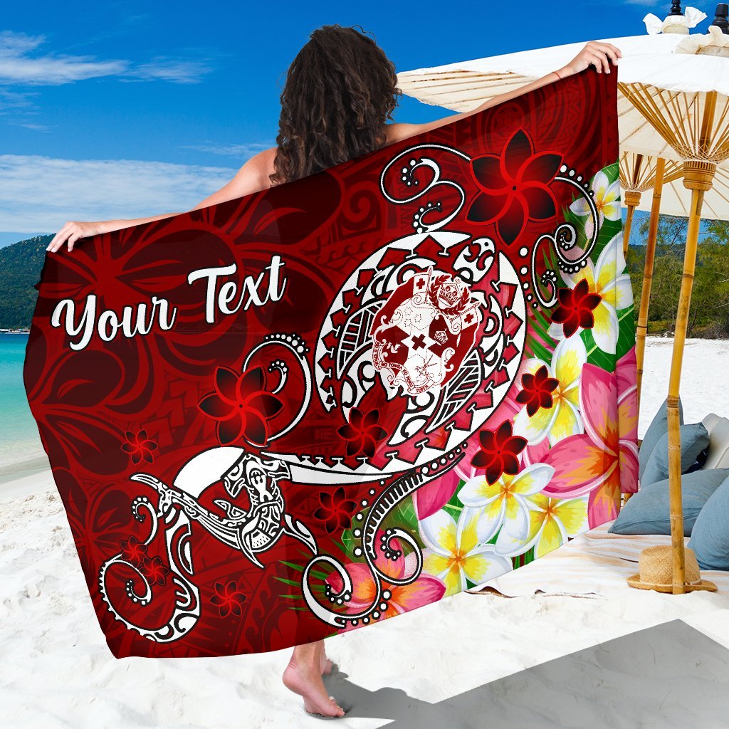 Tonga Custom Personalised Sarong - Turtle Plumeria (Red) One Style One Size Red - Polynesian Pride