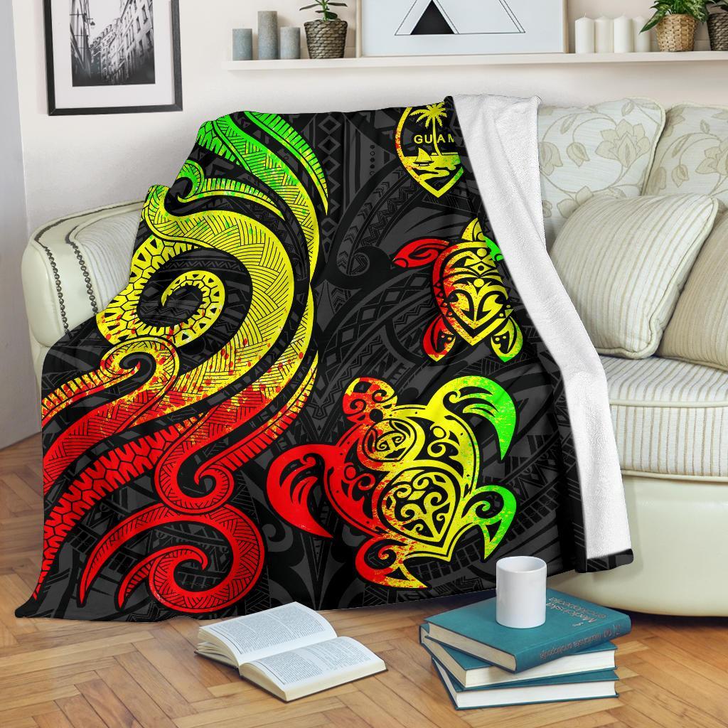 Guam Polynesian Premium Blanket - Reggae Tentacle Turtle White - Polynesian Pride